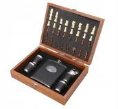 Piersiówki - Zestaw Piersiówka + 4 Kieliszki + Lejek + Szachy - miniaturka - grafika 1