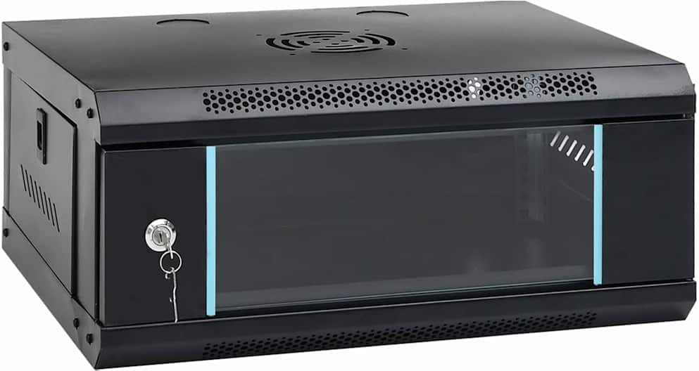 vidaXL Szafa sieciowa z przechowywaniem Czarny 53 x 35 x 21 cm Stal 42017643