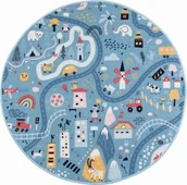 Dywany dla dzieci - Dywan dziecięcy okrągły Stella Ulice niebieski - miniaturka - grafika 1