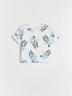 Bluzki dla niemowląt - Reserved - Bawełniany t-shirt Bluey - złamana biel - miniaturka - grafika 1