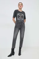 Spodnie damskie - Morgan jeansy damskie high waist - miniaturka - grafika 1