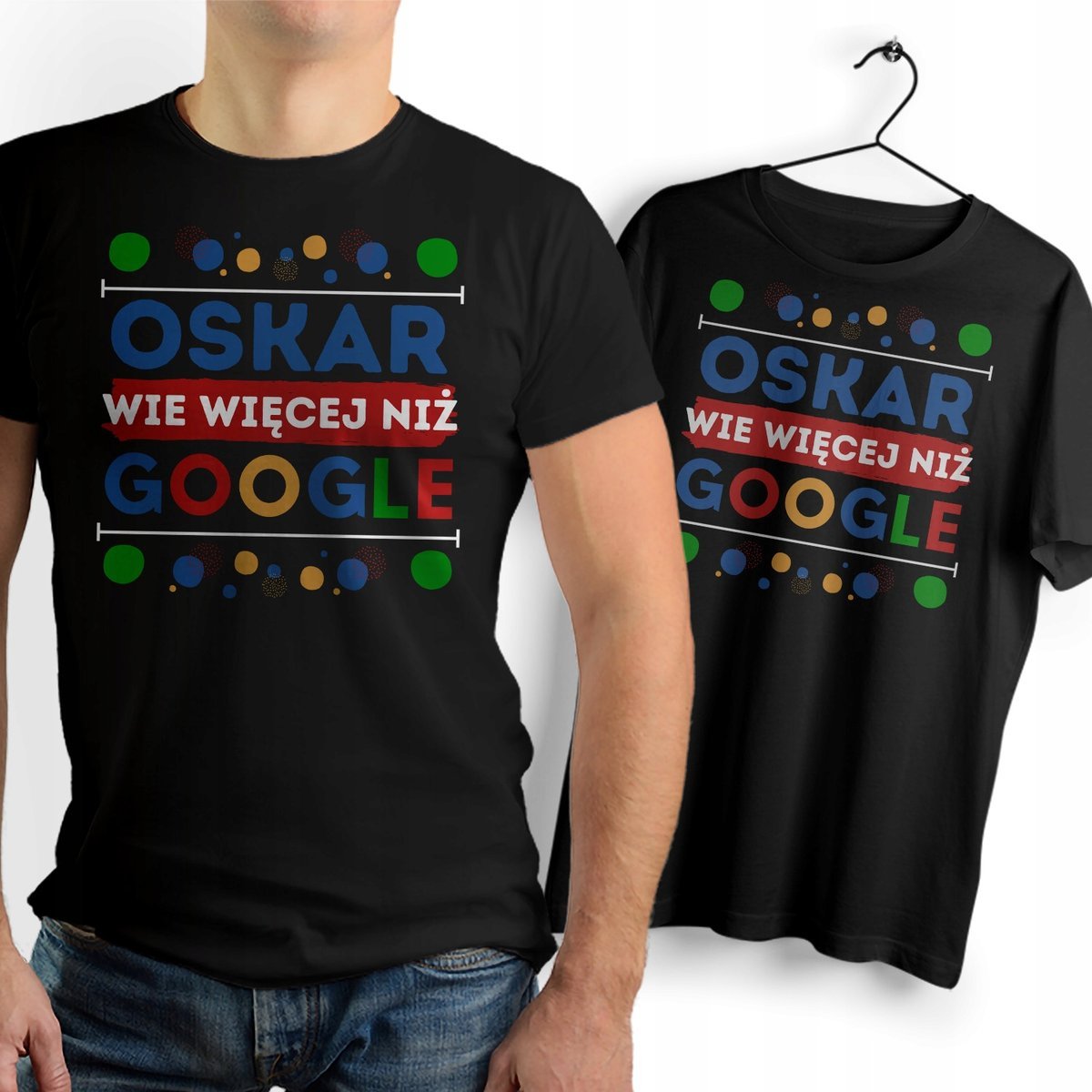 Koszulka Męska Czarna Dla Oskara T-Shirt Podkoszulek Nadruk Na Prezent