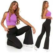 Legginsy - Legginsy Damskie Dzwony Getry z Wysokim Stanem Szeroka Nogawka MORAJ M - miniaturka - grafika 1