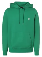 Swetry męskie - Tommy Hilfiger Męski sweter z kapturem Mężczyźni Bawełna zielony jednolity, M - miniaturka - grafika 1