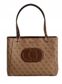 Torby i wózki na zakupy - Guess Shopper Torebka Damska Brązowa z Logo Elegancka Gmb - miniaturka - grafika 1