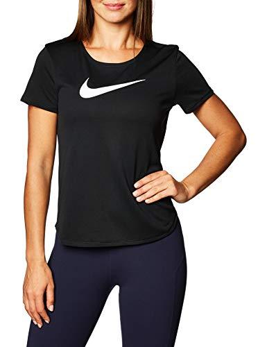 Nike Damska koszulka W NK SWOOSH RUN SS, czarny/odblaskowy srebrny/(biały), XS