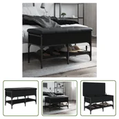 Szafki na buty - The Living Store Ławka na buty czarna 82x42x45 cm Materiał drewnopochodny - miniaturka - grafika 1