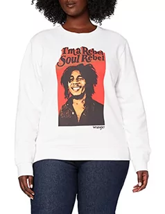 Wrangler Damska bluza Soul Rebel Crew, biały, M - Bluzy damskie - miniaturka - grafika 1