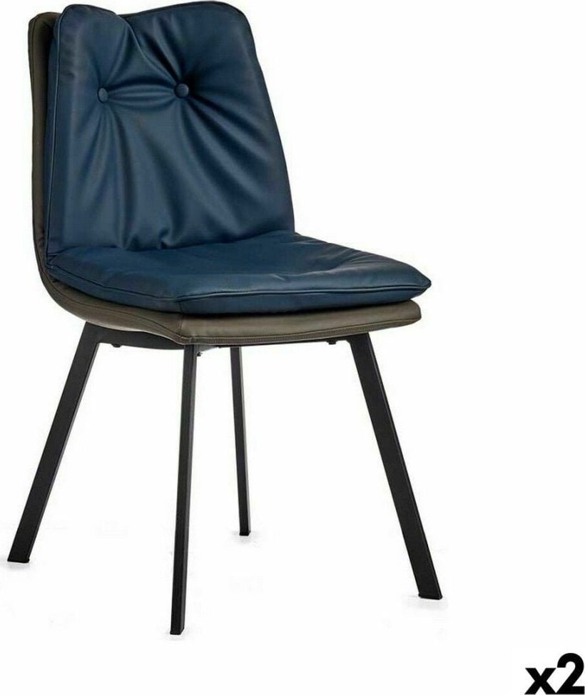 Gift Decor Fotel Przyciskami Niebieski Czarny Szary Stal 62 x 85 x 47 cm 2 Sztuk