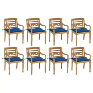vidaXL Lumarko Krzesła Batavia z poduszkami, 8 szt., lite drewno tekowe! 3073359 - Fotele i krzesła ogrodowe - miniaturka - grafika 1