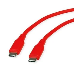 ROLINE Kabel USB 2.0, C-C, M/M, 60W, silikonowy, czerwony, 1 m - Kable USB - miniaturka - grafika 1