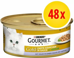 Zestaw Gourmet Gold Kawałki w sosie, 48 x 85 g - Cielęcina z warzywami - Mokra karma dla kotów - miniaturka - grafika 1
