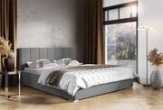 Łóżka - Łóżko tapicerowane pikowane Ledo 160x200 Szare Metalowy Stelaż - miniaturka - grafika 1