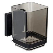 Kubki na szczoteczki do zębów - Czarny samoprzylepny plastikowy kubek na szczoteczki do zębów Quadro – Wenko - miniaturka - grafika 1