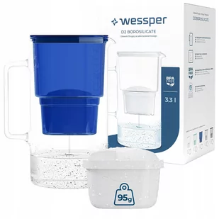 Dzbanek filtrujący szklany Wessper aquamax 3,3l + 2x Filtr Wessper aquamax - Dzbanki filtrujące - miniaturka - grafika 1