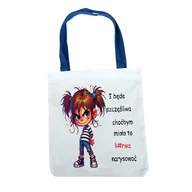 Torebki damskie - Torba na ramię uchwyt niebieski, zabawny tekst, Mi 002 - miniaturka - grafika 1