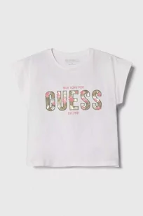 Guess t-shirt dziecięcy kolor biały - Koszulki dla dziewczynek - miniaturka - grafika 1