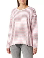 Koszulki i topy damskie - LTB Jeans Damska koszulka z długim rękawem, Off White Orange Com Stripe 13651, M, Off White Orange Com Stripe 13651, M - miniaturka - grafika 1