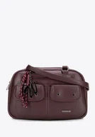 Torebki damskie - Damska torebka na ramię z imitacji skóry z kieszonkami bordowa - miniaturka - grafika 1