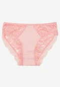 Majtki damskie - Różowe Majtki Figi Ozdobione Wzorem w Paseczki i Koronką Olibia - miniaturka - grafika 1