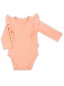 Body dla niemowląt - Niemowlęce body z długim rękawem z falbanką łososiowy Nicol,r.98 - miniaturka - grafika 1