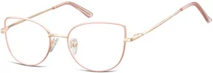 Sunoptic Okulary oprawki korekcyjne kocie oczy zerówki L119D złoto-różowe - Okulary korekcyjne, oprawki, szkła - miniaturka - grafika 1