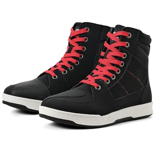 BORLENI Męskie buty motocyklowe Road Street Motocross buty ochronne dla mężczyzn, swobodne, oddychające buty do sportów siłowych, czarny, 46 EU