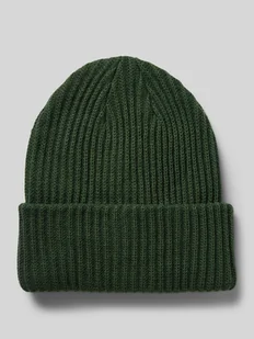 Czapka beanie z prążowanej dzianiny z brzegiem model ‘HEXO’ - Czapki damskie - miniaturka - grafika 1