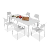 Meble ogrodowe - Meble ogrodowe Nardi BORA/LIBECCIO 6+1 Bianco - miniaturka - grafika 1