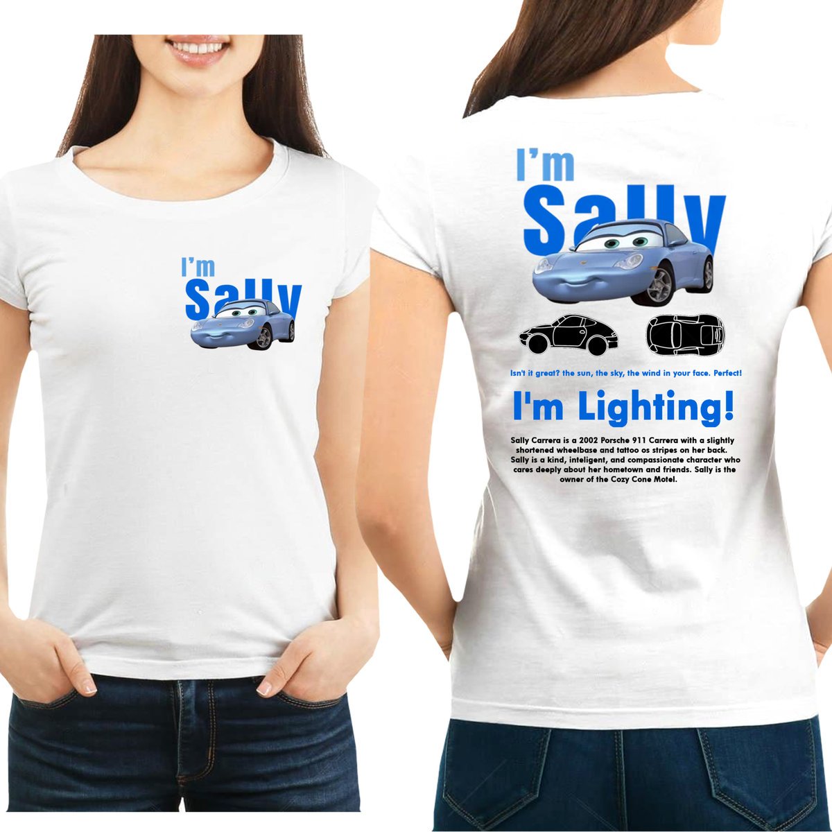 KOSZULKA DAMSKA Sally I'm Lightning Cars SALLY MCQUEEN PRZÓD TYŁ S 3379