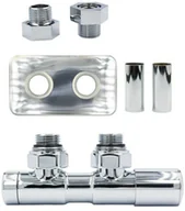 Zawory i kraniki - Zawór regulacyjny 50mm TWINS chrom prawy GZ1/2 All in One rozeta zespolona prostokątna - miniaturka - grafika 1