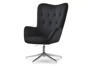 OBROTOWY FOTEL WYPOCZYNKOWY DO SALONU TRINI CZARNY WELUR - CHROM - Fotele - miniaturka - grafika 1