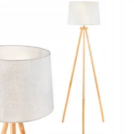 Lampy stojące - Lampa Stojąca Podłogowa E27 Trójnóg Abażur Beżowa - miniaturka - grafika 1