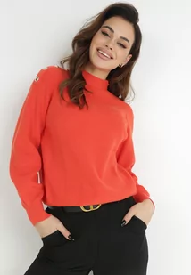 Pomarańczowy Sweter Dzianinowy z Długim Rękawem i Guzikami Omes - Swetry damskie - miniaturka - grafika 1