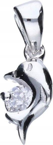 Srebrna przywieszka 925 delfinek 1,07g z białą użą cyrkonią gładki delfin