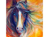 Rękodzieło - DUŻY Haft Diamentowy, Obraz, Mozaika Diamentowa Diamond Painting, ABSTRAKCYJNY KOŃ 40x40cm - miniaturka - grafika 1