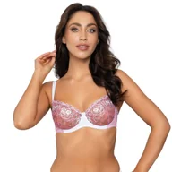 Biustonosze - Biustonosz Stanik Typu Soft w Różyczki Uroczy Bardzo Seksowny Biały 70D - miniaturka - grafika 1