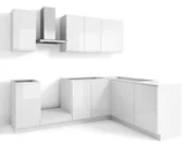 Meble kuchenne - Zestaw Mebli Kuchennych Rimini 240X180-L Biały Połysk - miniaturka - grafika 1