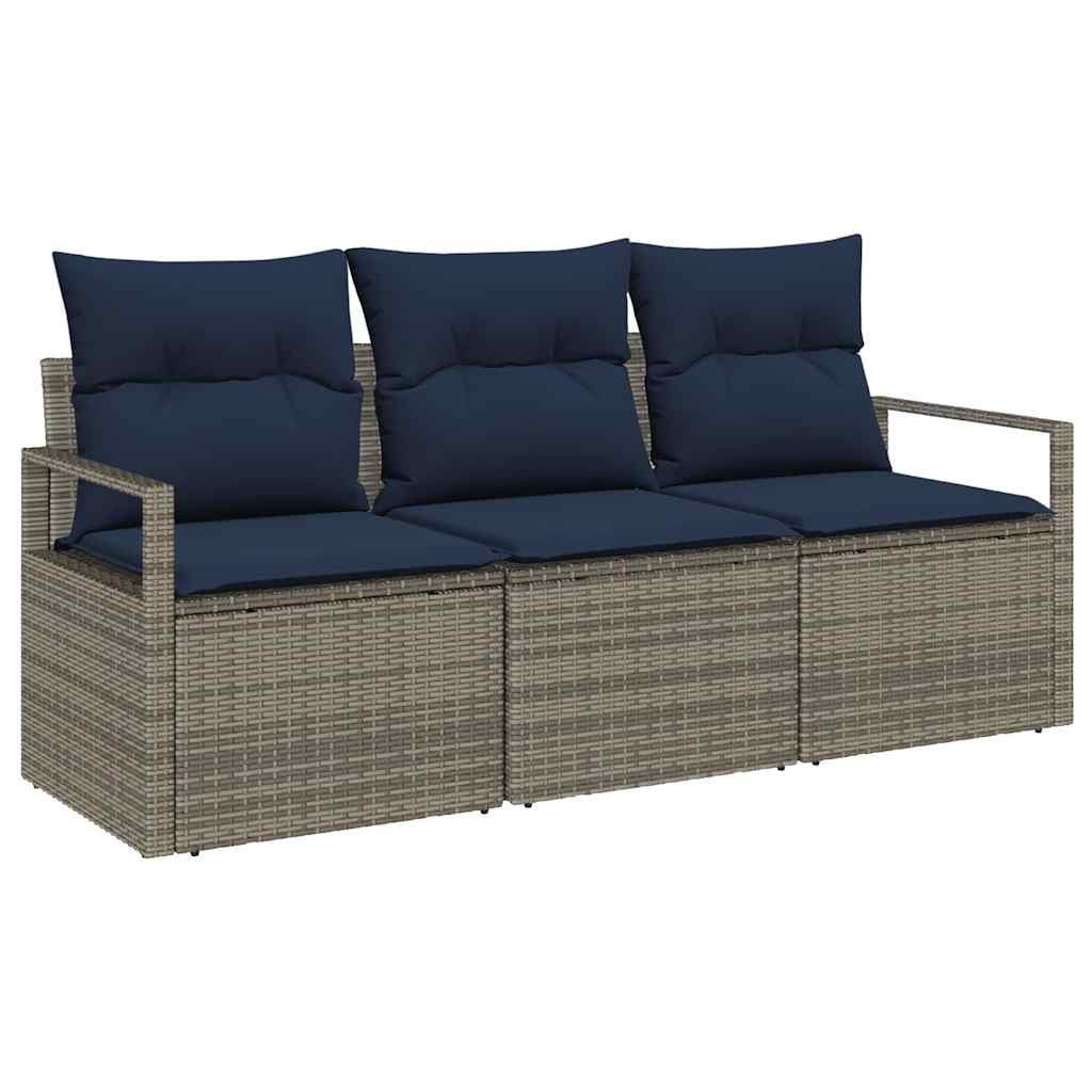vidaXL Zestaw Sof 3 pcs Szary polirattan