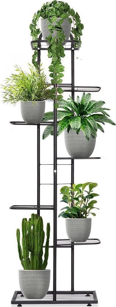 Vilde Kwietnik 7-poziomowy na doniczki metalowy czarny 138 cm