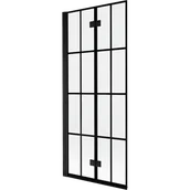 Parawany nawannowe - Mexen Mist parawan nawannowy 2-skrzydłowy lewy 80 x 150 cm, czarna kratka, czarny - 8A9-080-002-70-77-L - miniaturka - grafika 1
