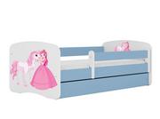 Łóżka dla dzieci i młodzieży - Łóżko dla dziecka, barierka, Babydreams, księżniczka i konik, niebieskie - miniaturka - grafika 1