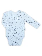 Body dla niemowląt - Niemowlęce body z długim rękawem w plamki niebieskie Nicol,r.86 - miniaturka - grafika 1