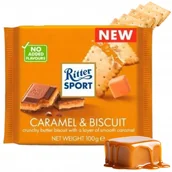 Słodkie kremy i masła - Ritter Sport Czekolada Delikatna Mleczna Herbatnik Karmel 100 g - miniaturka - grafika 1