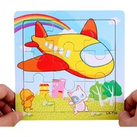 Puzzle - Drewniane Puzzle W Ramce Układanka Edukacyjna Samolot - miniaturka - grafika 1