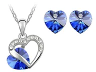Zestawy biżuterii dla kobiet - Komplet biżuterii szafirowe serduszka na prezent naszyjnik z kolczykami serce - miniaturka - grafika 1