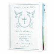 Pamiątka Chrztu Świętego - Murrano Historie opowieści biblijne z nadrukiem dla chłopca na komunię KZ-HB-028 - miniaturka - grafika 1