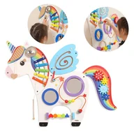 Łamigłówki - Viga Drewniana Tablica Sensoryczna Manipulacyjna Jednorożec Certyfikat FSC Montessori - miniaturka - grafika 1
