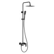 Zestawy prysznicowe - KFA Armatura Logon Black zestaw wannowo-prysznicowy ścienny z deszczownicą i wylewką czarny mat 5136-915-81 - Outlet - miniaturka - grafika 1