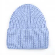 Czapki damskie - Czapka Beanie Damska Wełniana Wełna Zimowa Na Zimę 60% Angora Niebieska - miniaturka - grafika 1